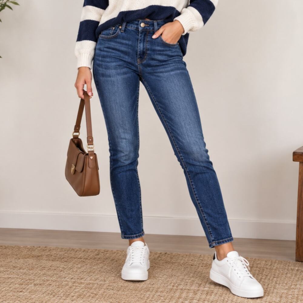 Seven7 Jeans High Rise Tummyless Skinny Jeans Women's Size 6 Medium Wash Blue